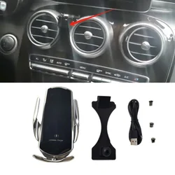 15W Fast Charging Wireless Charger Car Mount Phone Holder Automatic Clamping For 2015-2021Mercedes-Benz C200 260 300 W205