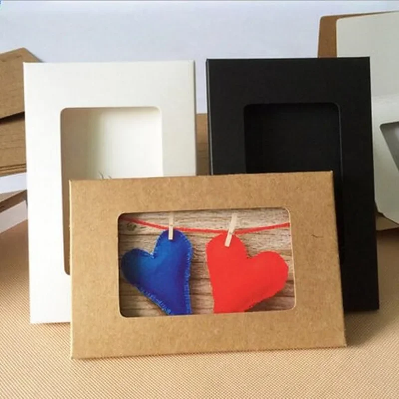 20PCS/lot  Vintage Hollow Design Black / White / Brown Kraft Paper Envelope Postcard Boxes Greeting Photo Post Card Package Bag