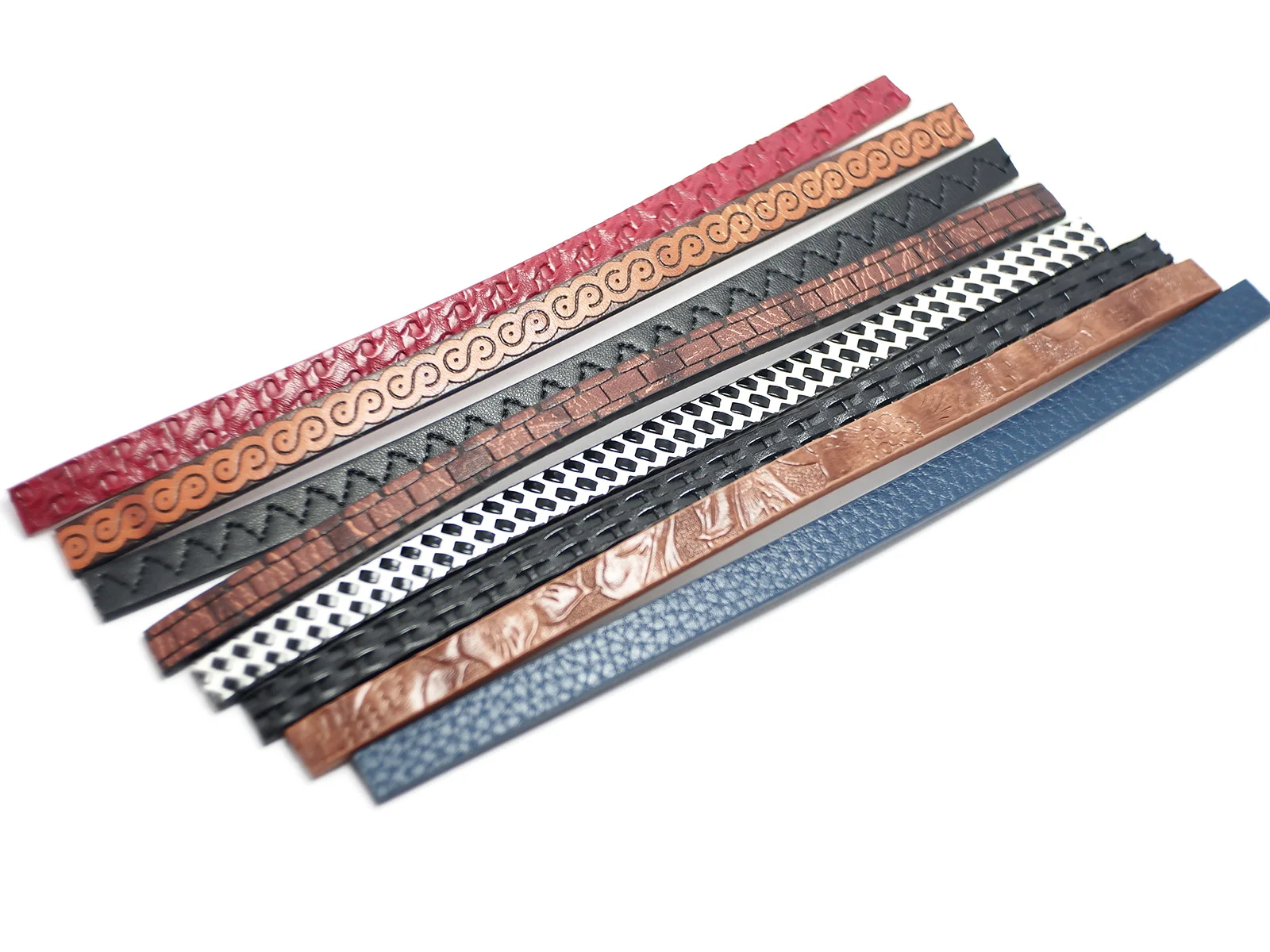 5pcs Flat Leather Cord,Bracelet Making,8inch Leather Strips,Bracelets Crafting Material,Synthetic Leather Crafting Supplies