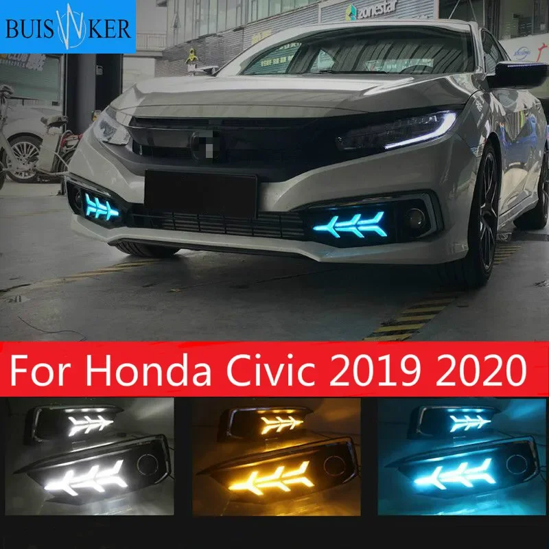 

For Honda Civic 2019 2020 LED Daytime Running Lights with Streamer Turn Signal Lamp for New Civic modification car styling