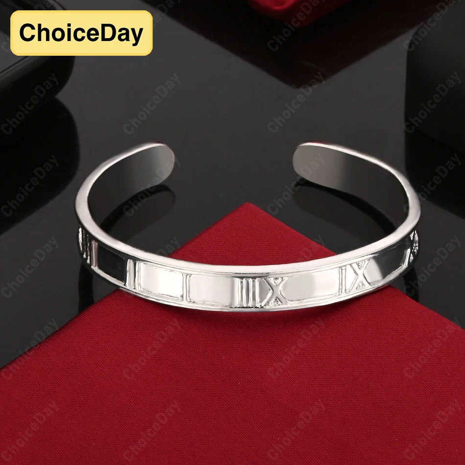 

ChoiceDay 925 sterling silver exquisite open Roman bracelet men and women fashion gift party temperament accessories