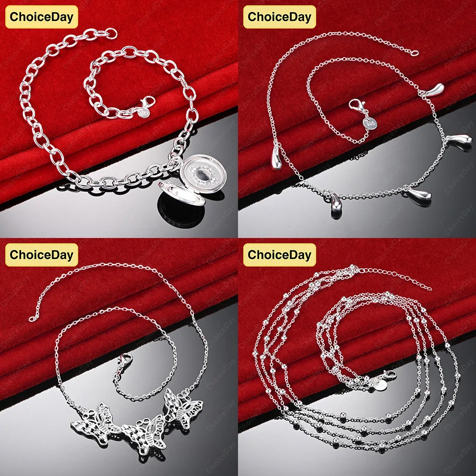 

ChoiceDay 925 Sterling Silver Delicate Butterfly Teardrop Pendant Necklace Women's Wedding Jewelry Party Gift Accessories