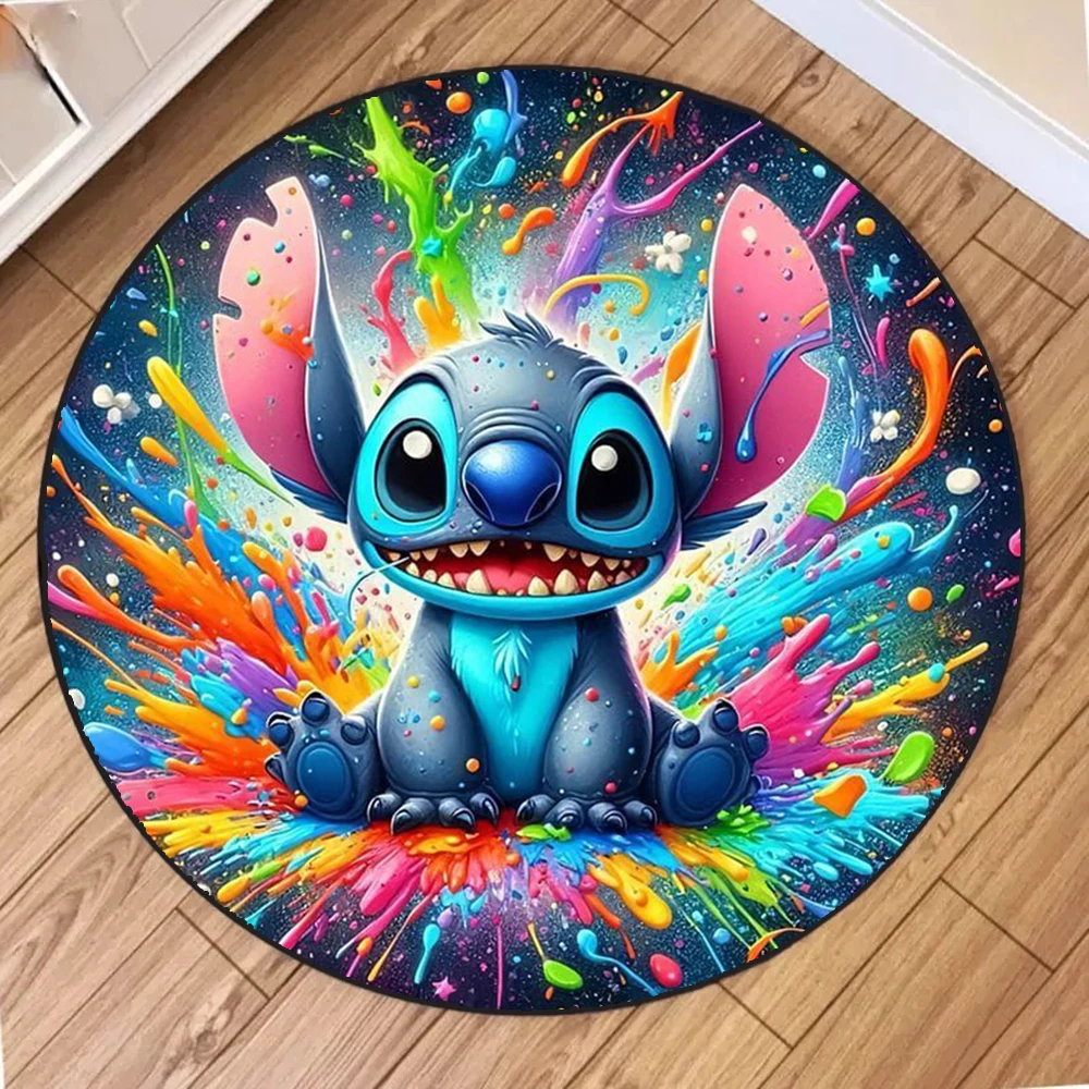 MINISO Disney Stitch Print 3D Round Area Kids Carpets for Home Living The Baby Room Child Rug Bedroom Sofa DecorFloor Mats