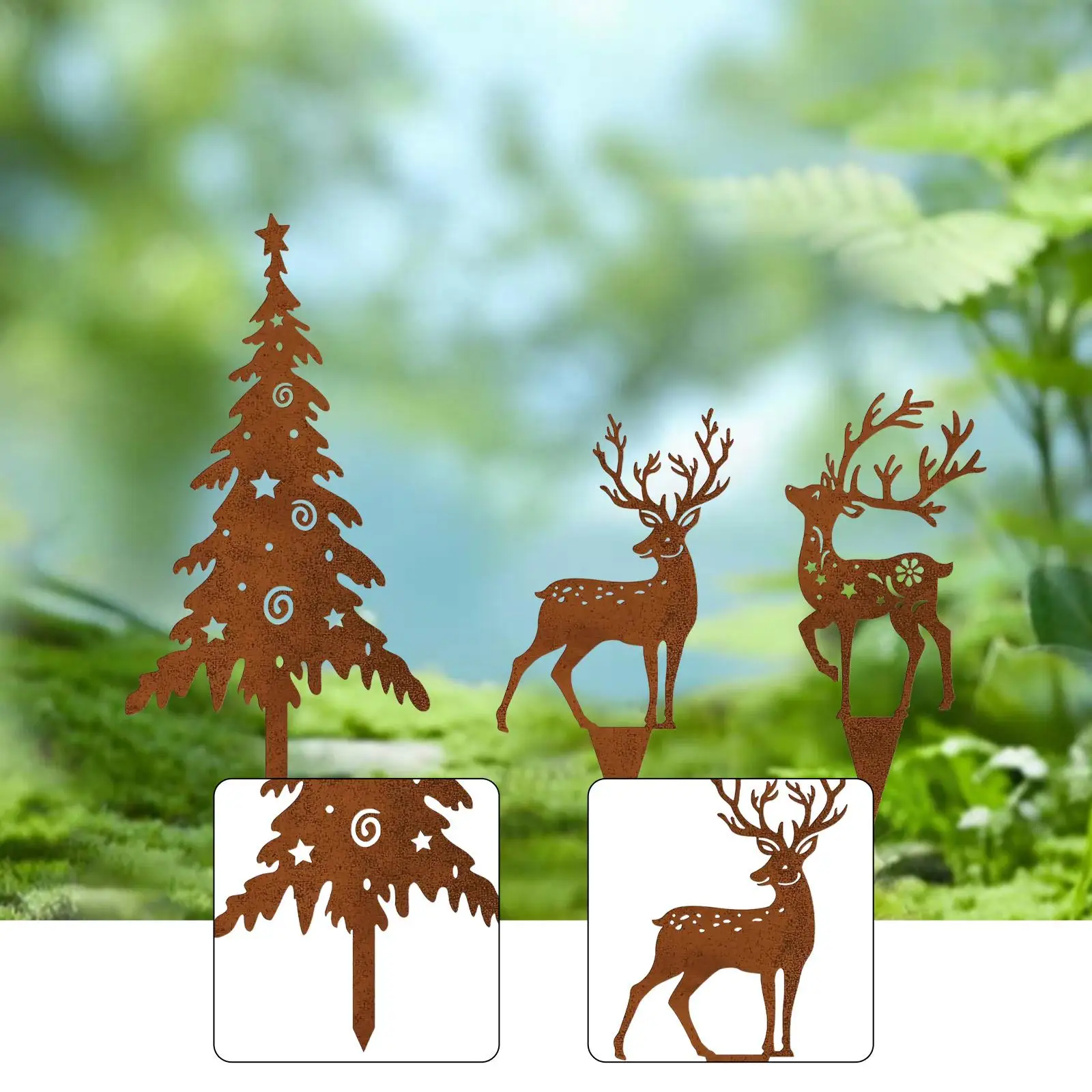 3Pcs Christmas Garden Stakes, Easy to Use, Ideal Gifts Patio Stakes Decorative for Holiday Lawn Xmas Home Path