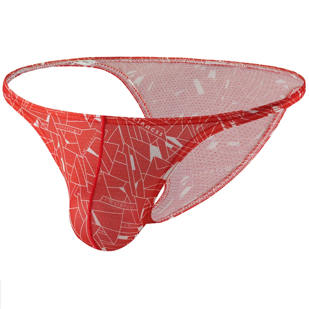 الرجال المطبوعة شبكة رقيقة حافة الملابس الداخلية ملخصات صغيرة تنفس منخفضة الارتفاع السروال بيكيني g-سلسلة ثونغ لاعبو الاسطوانات Tanga السروال #1