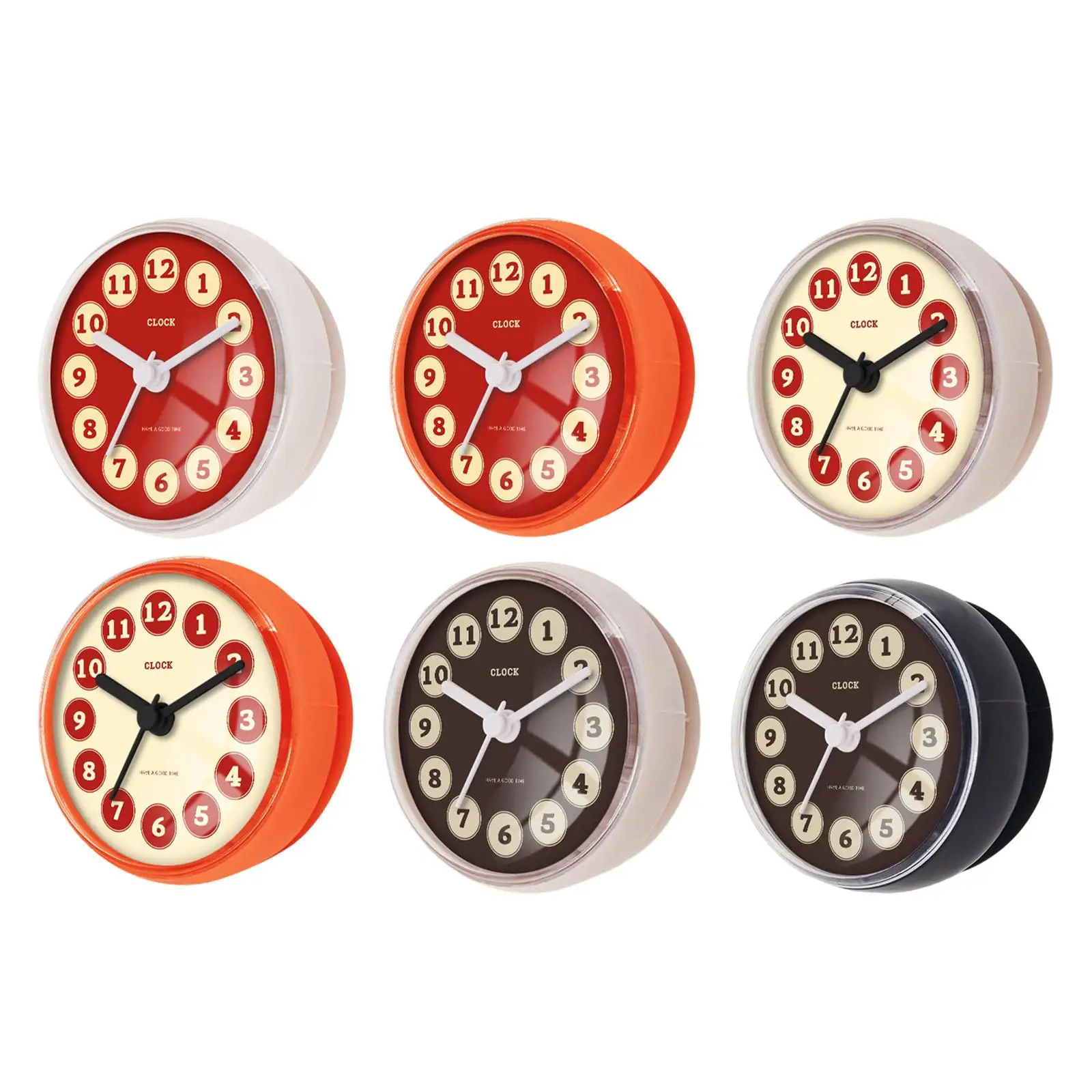 Suction Cup Bathroom Clock Compact Waterproof Wall Clock with Clear Display for Restroom Kitchen Pool Mirror