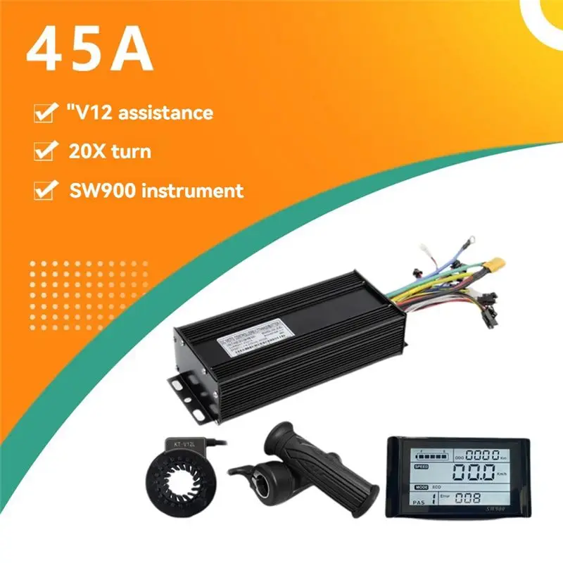 B48B-SW900 E-Bicycle Three Mode Controller Set 45A 36V 48V 52V Sine Wave Display LCD Screen E-Bicycle Accessories