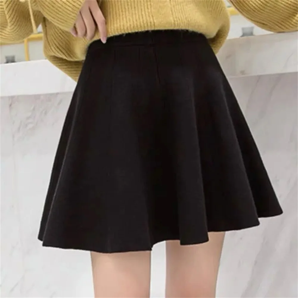 Small Solid Color High Waist Fashion A-line Short Skirt 2023 Autumn/Winter New Women\'s Large Knitted Half Knitted Short Skirt