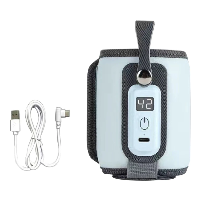 Calentador biberones ligero, bolsa calefactora con carga USB, calentador leche para biberones larga duración