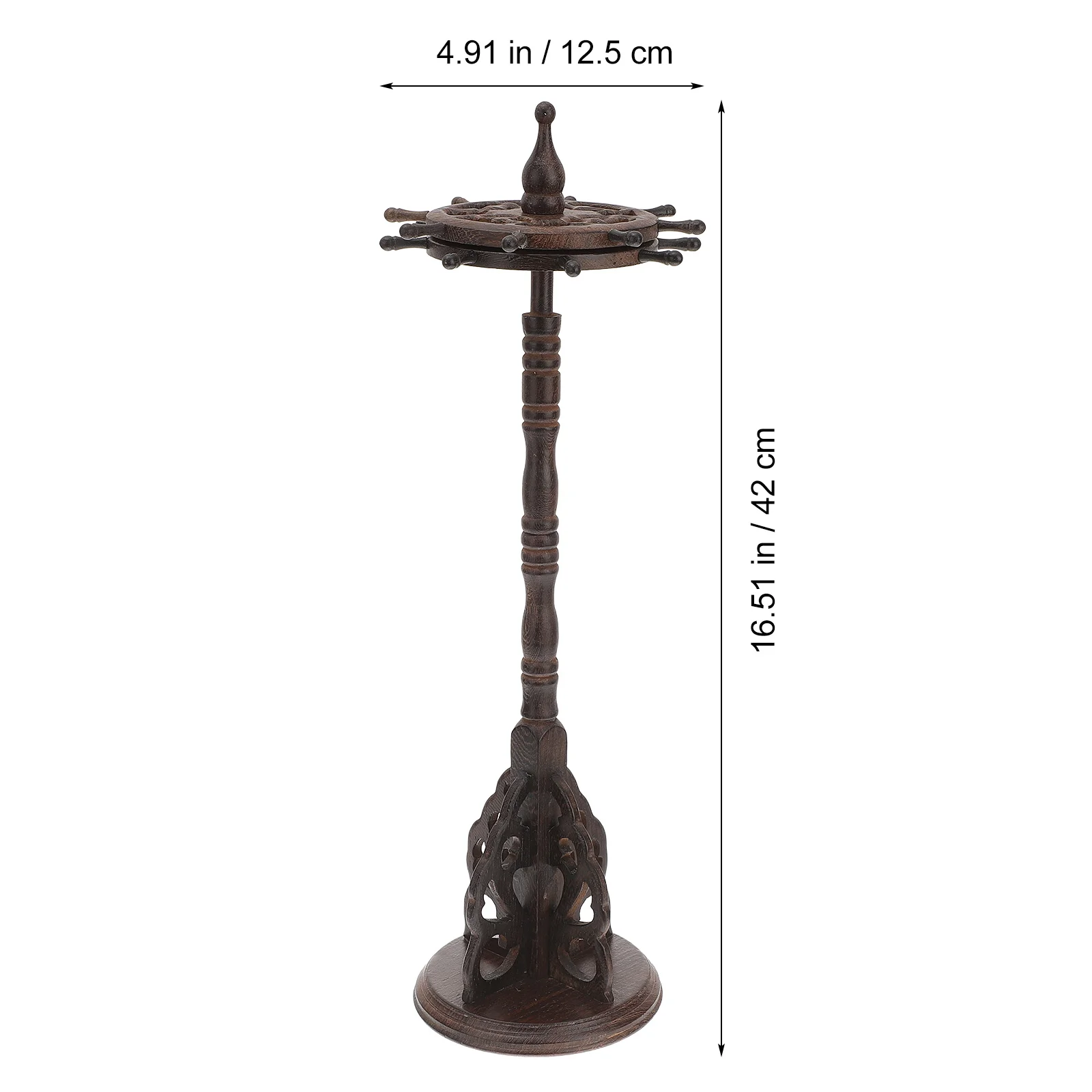 13 Slot Rotating Double Layer Solid Ebony Wood Brush Pen Rack Round Base Holder Desk Decor Accessory Storage Painting Canvas Art