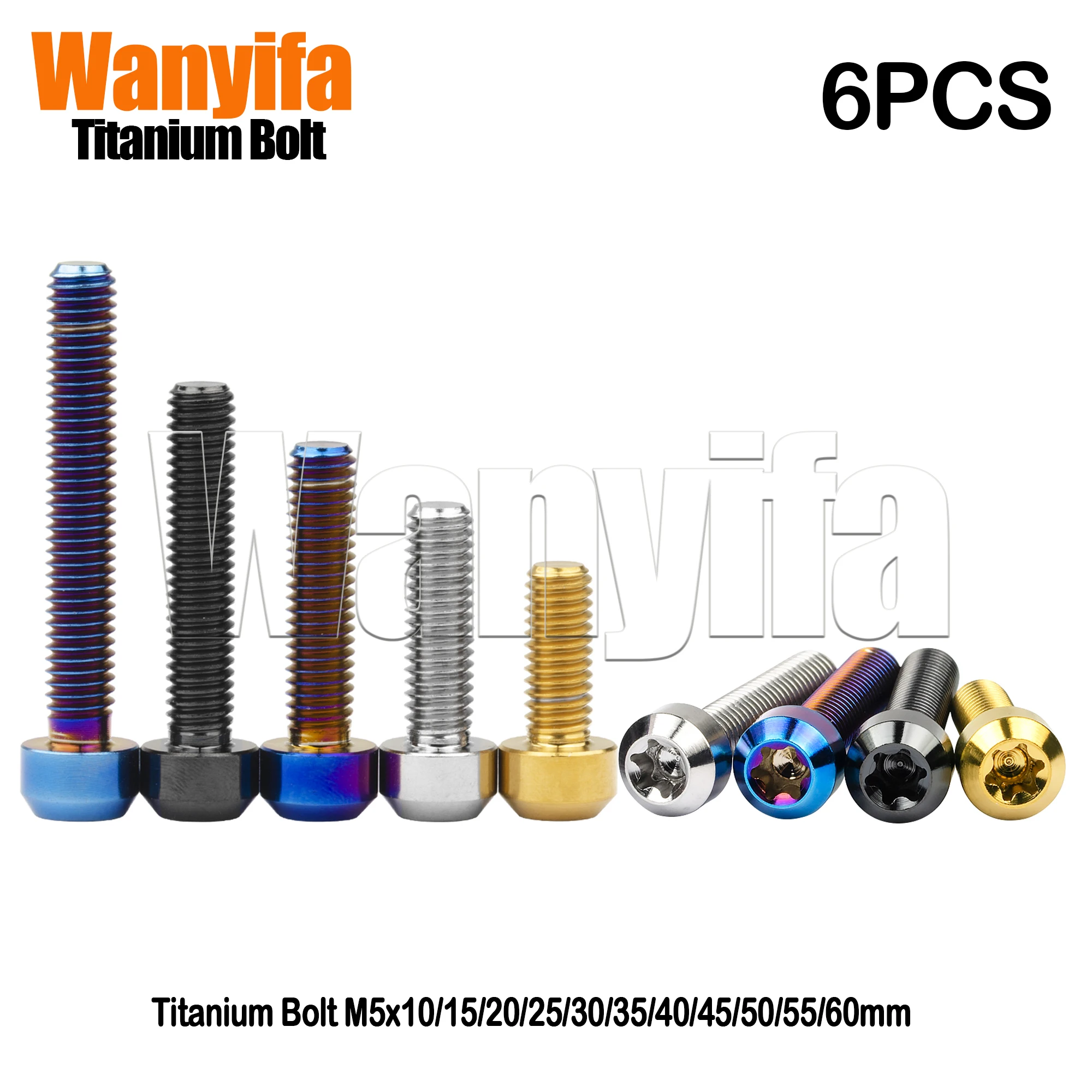 

Wanyifa Titanium Bolt M5x10/15/20/25/30/35/40/45/50/55/60mm Cylindrical Head Torx Socket Screws for Bicycle Part