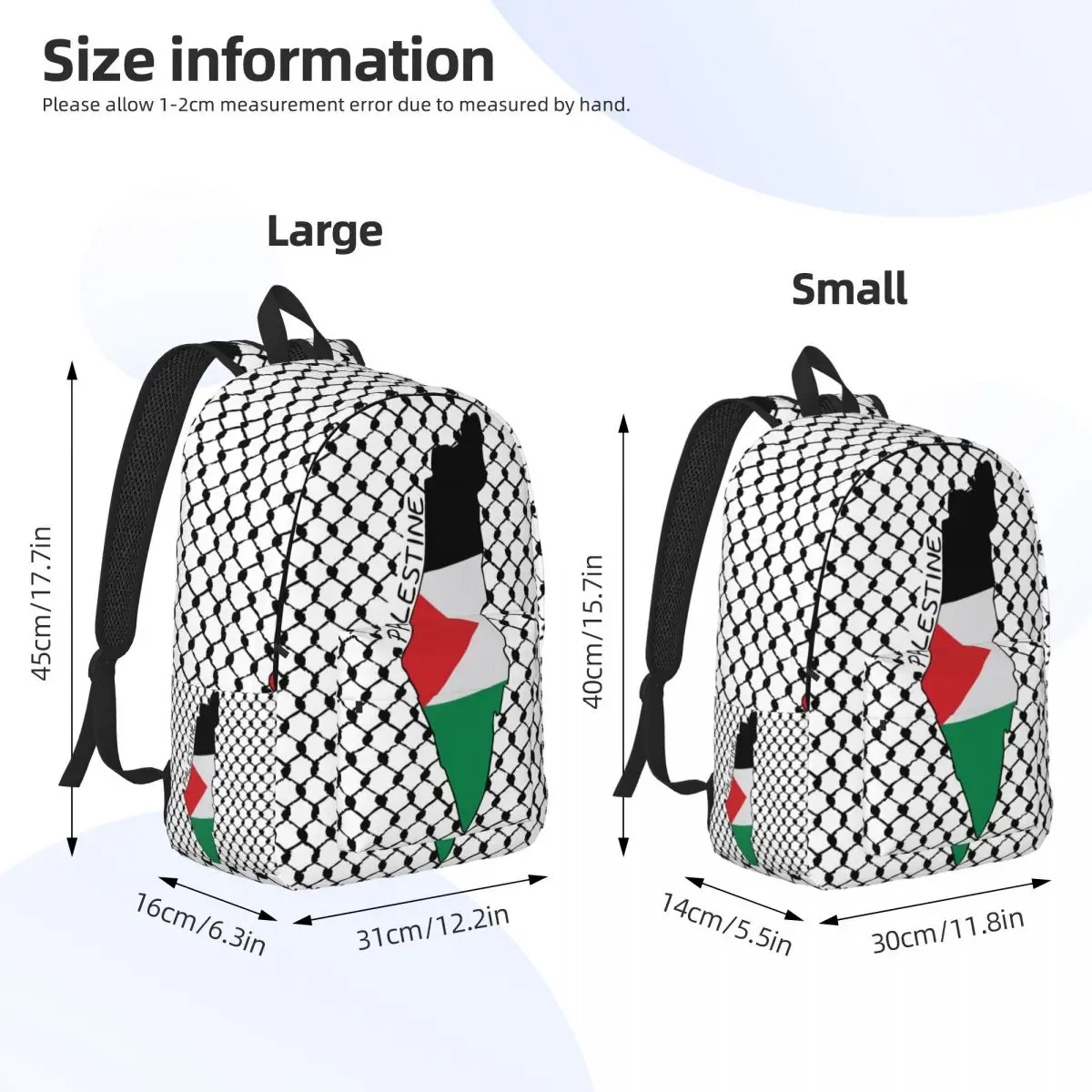 Mochila con mapa de la bandera de Palestina, mochila tradicional de Kufiya Hatta para el trabajo de la escuela secundaria, Mochila deportiva para ordenador portátil Keffiyeh