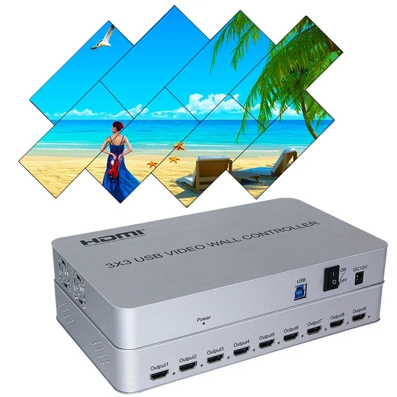 3x3 USB HDMI Video Wall Controller 2x2 4x2 1x6 1x5 Multi Screen Video Splicer Support Art Stitching 4 6 9 TV Splicing Processor