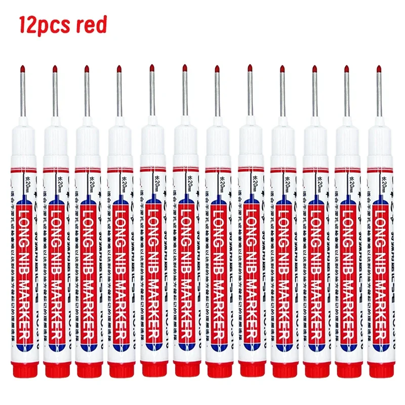 4/12 Stuks Waterdichte Lange Kop Markers Diep Gat Marker Pen Voor Metalen Timmerman Rood/Zwart/Blauw/groene Inkt Houtbewerking Gereedschap Marker