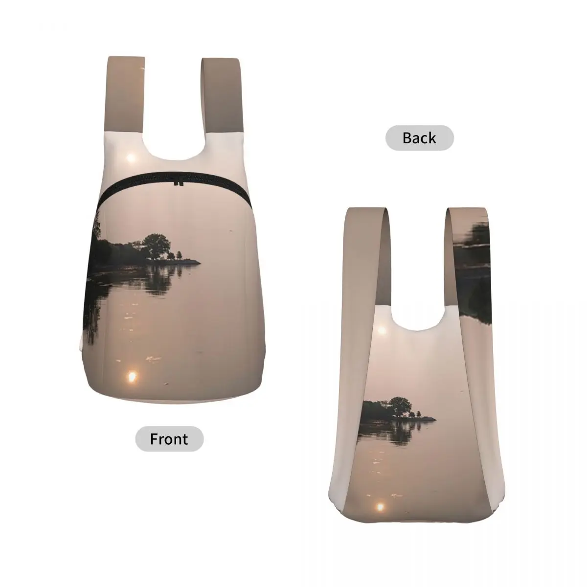 No Horizon - Serene Lakeside At Sunrise Backpack Student Storage BookBag Children School Bag Laptop Shoulder Bags for Men Women