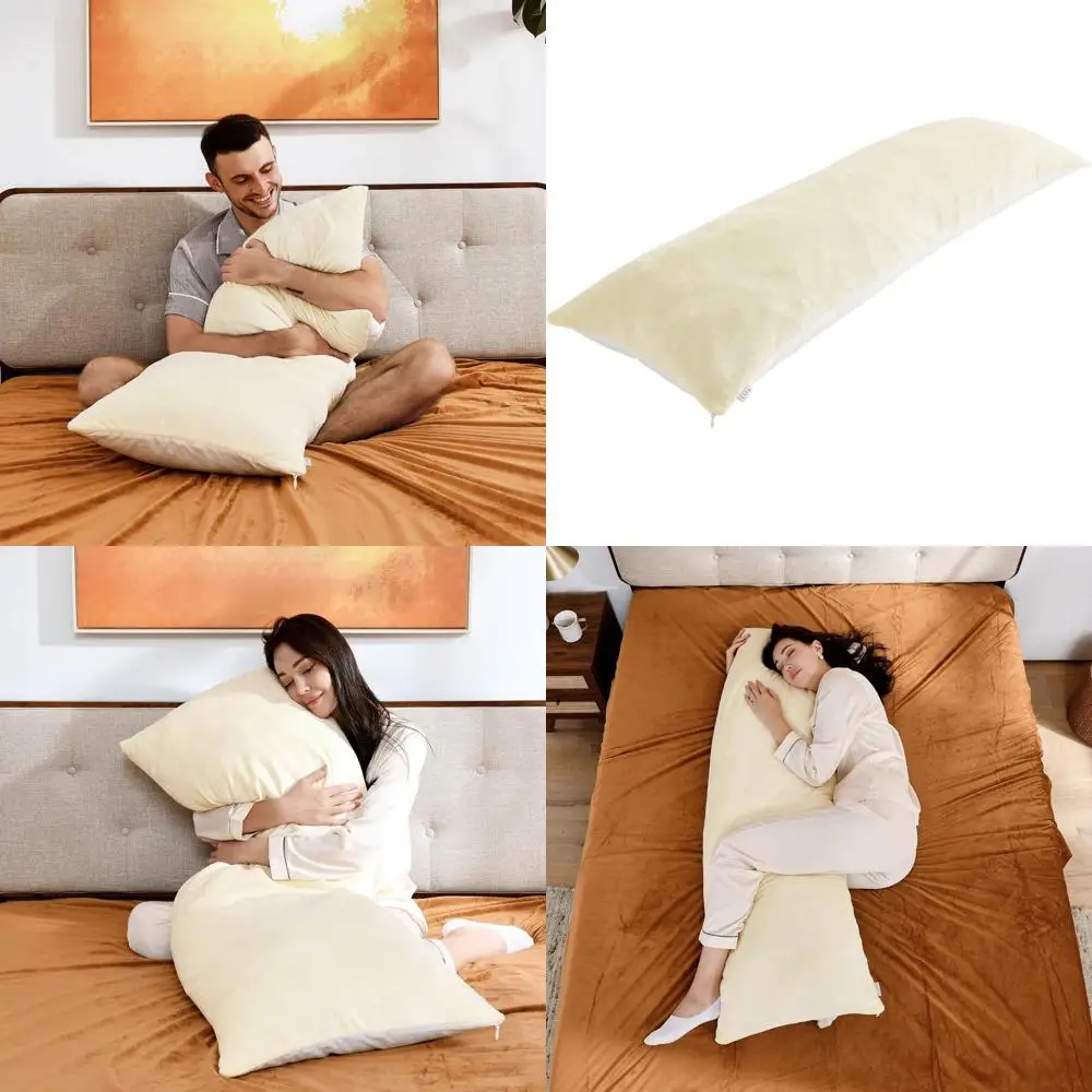 

Эргономичная охлаждающая подушка для тела из пены с эффектом памяти для сна на боку, 18x55, органический хлопок, съемный моющийся чехол