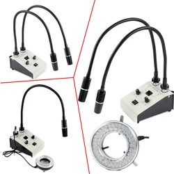 Adjustable LED Double Gooseneck Cold Facula Fiber Optic Microscope Illuminator Lamp Spot Light Lamp LED Ring Light System 6500K