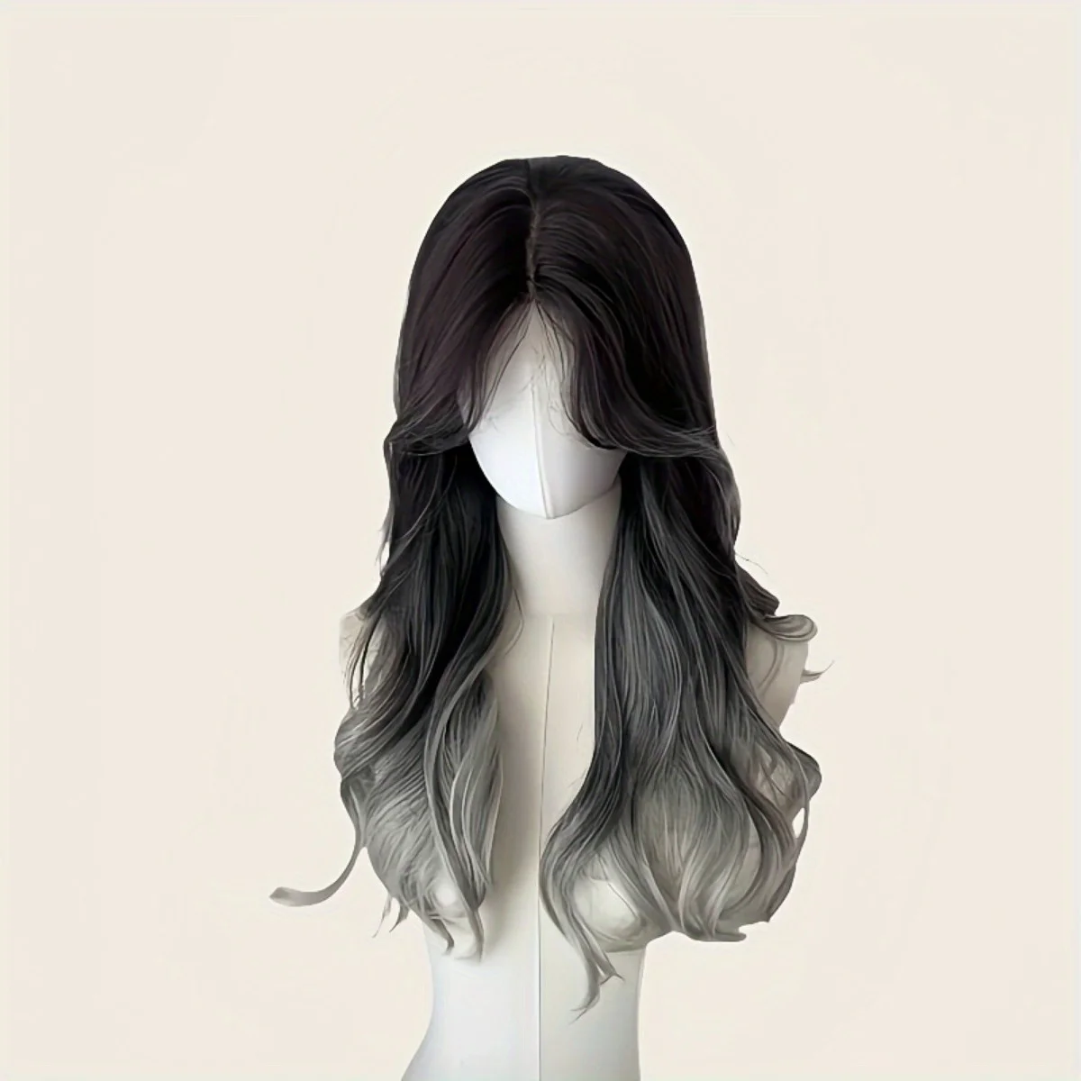 Schwarz zu Blau/Rosa/Schwarz Ombré Lange Wellige Perücke Natürlich Flauschige Body Wave Hitzebeständige Synthetische Haare für Alltag & Party – Detail 4