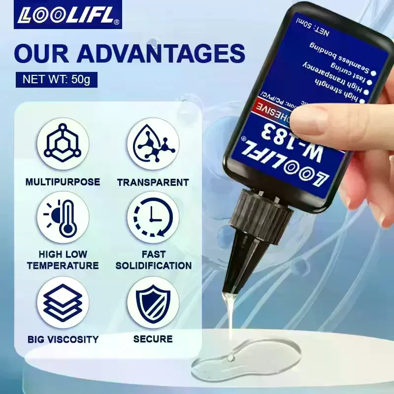 Innovative UV Lamp and W-183 Glue; Cures Crystal Glass and Metal ABS Bonding - 50ml, Single Pack