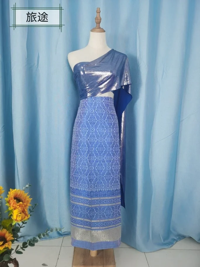 شال نسائي صيفي ملفوف ، حبة لامعة ، قمصان شبكية ، طراز جنوب شرق آسيا ، مهرجان حفلات ، داي ، تايلاندي تقليدي