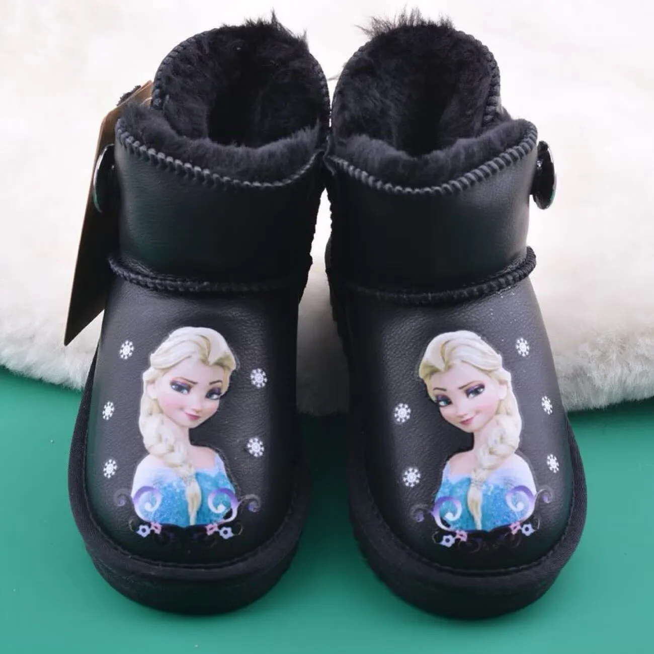 Disney girls snow boots winter plush warm anti-skid casual shoes Thickened baby rain boots