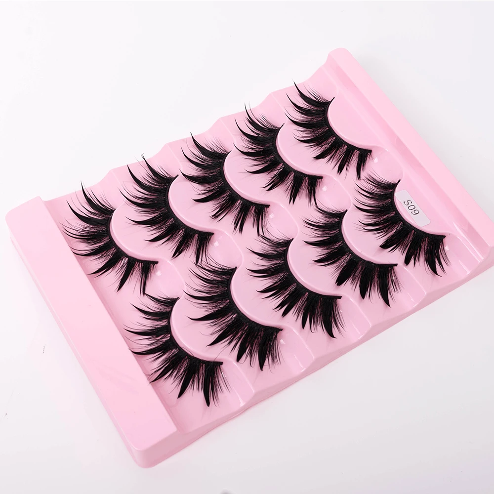 New 5 Pairs Wet False Eyelashes Naturally Wear False Eyelashes Everyday Sharp Tail Thick Simulation Cross Makeup Lashes