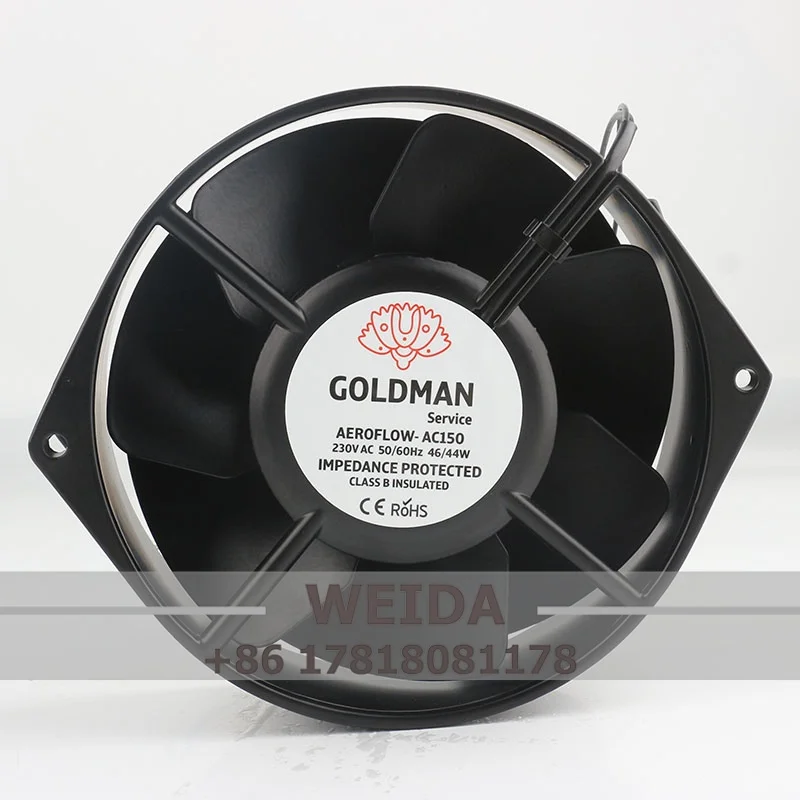 Cooling Fan New Original GOLDMAN 200V 220V 230V 0.2/0.19A 46/44W DC EC Two-wire Frequency Converter Aluminum AEROFLOW-AC150