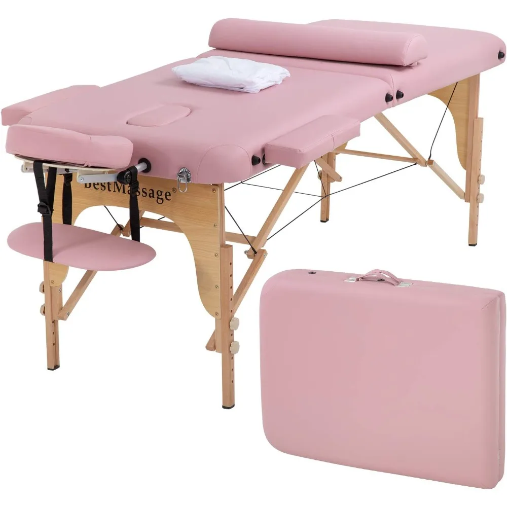 

Massage Bed Portable Massage Table 28 inche Wide Lash Bed Heigh Adjustable 2 Folding PU Leather with Towel Hanger Oil Pouch Hal