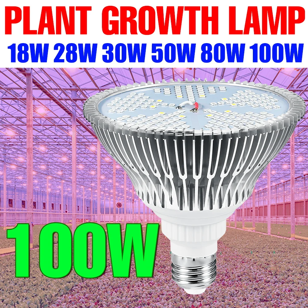 220V Plant Grow Light LED Full Spectrum Phyto Lamp E27 LED Bulb Greenhouse Hydroponic Lampada For Indoor Seedling 100W Grow Box