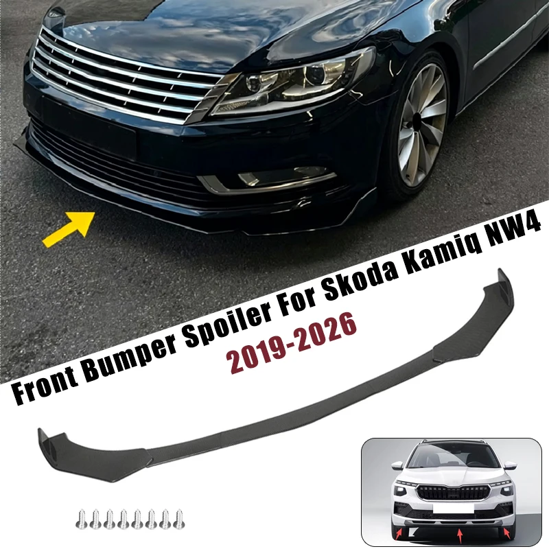 Sport Front Bumper Splitter Spoiler Lip For Skoda Kamiq NW4 2019-2026 5Pcs Adjustable Sectional Car Exterior Tuning Body Kit