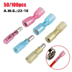 50/100PCS Waterproof Heat Shrink Bullet Terminals Female Male Electrical Wire Connectors Splice Crimp Terminal 10-22AWG