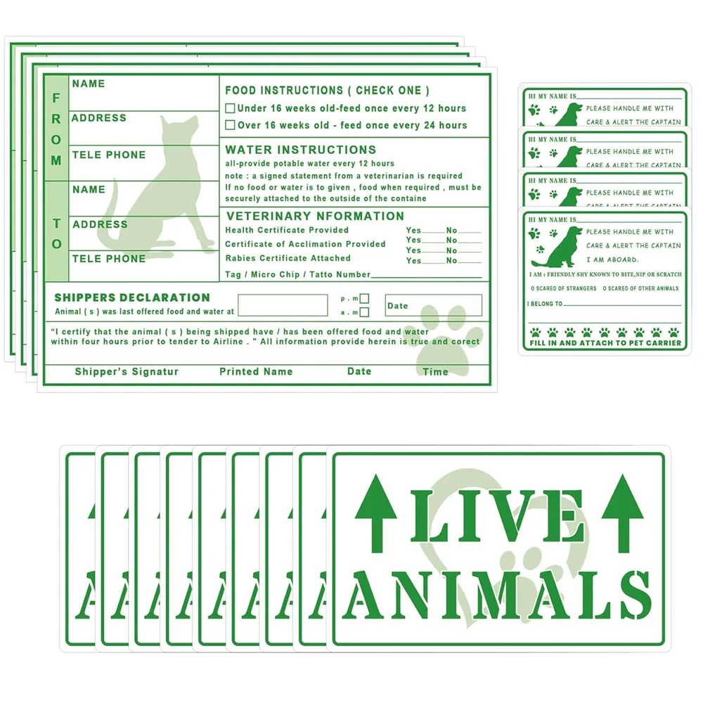 20Pcs Live Animals with Arrow Sticker Live Animal Stickers for Airline Cargo Crates Live Animal Shipping Handling Instruction