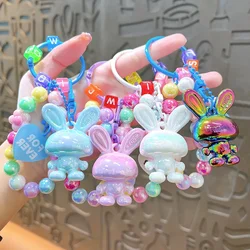 Creative Cartoon Electroplated Acrylic Rabbit Beaded Bracelet Keychain Color Letters Forever Love Bag Pendant Rabbit Bag Charms