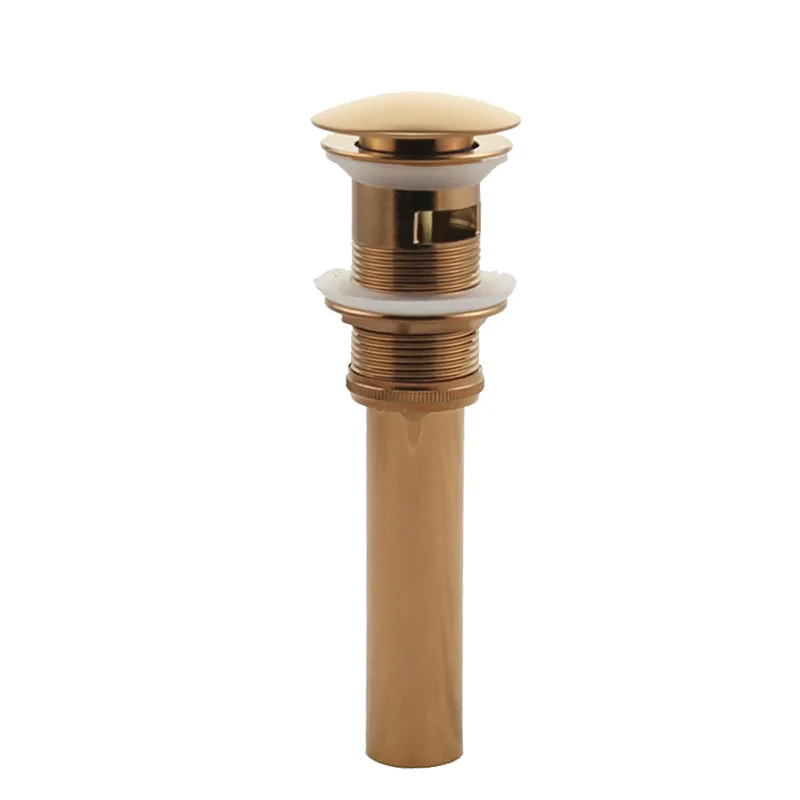 CDBM Brass Pop‑Up Basin Drain, Rose Gold Large Cover Sink Stopper With Overflow Hole XSQ‑007