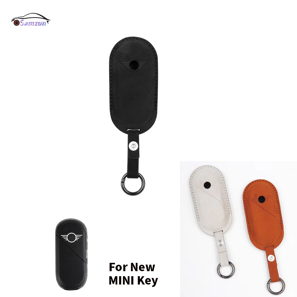 

For New MINI Cooper J01 J05 U25 F65 F66 Aceman Car Fur Leather Key Cover Decal Keychain Bag Case Styling Protector Accessories