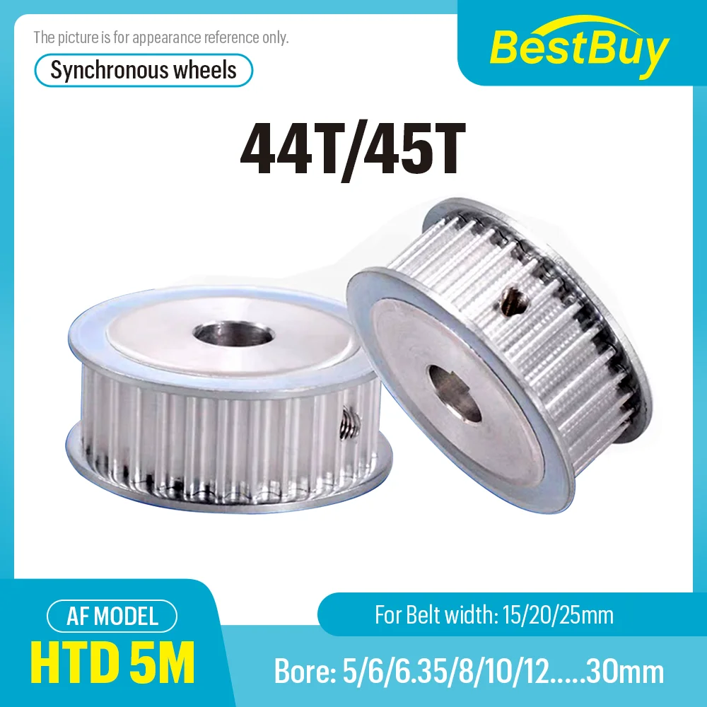 

44T/45Teeth HTD 5M AF Type Timing Pulley Pitch 5mm Bore 8-30mm for 15/20/25mm Width Belt Used In Linear Pulley 5GT