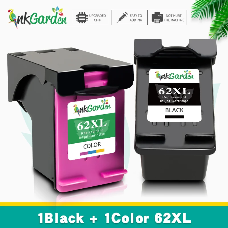 

InkGarden 62 XL Ink Cartridge For HP62 HP 62XL Replacement Compatible Envy 5540 5640 5740 7640 5646 5541 5742 5745 200 printer