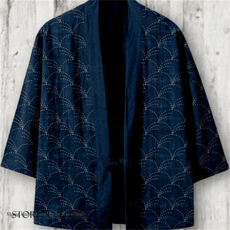 Large Size Japanese Kimono Cardigan Yukata  Haori Spring Summer New Men's Shirt Jacket Vintgae Harajuku Male Coat Streetwear