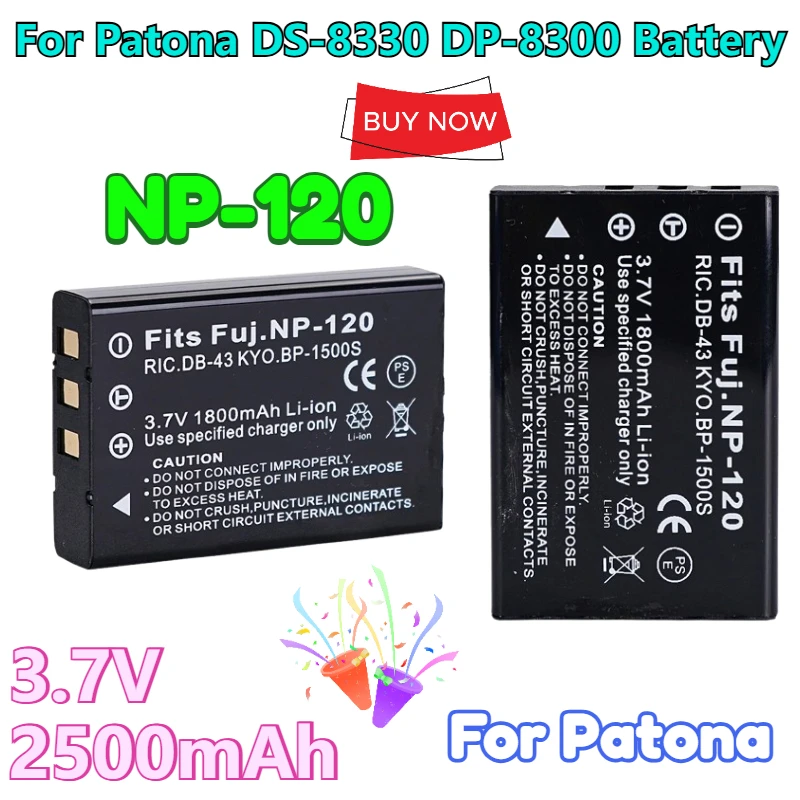 

3.7V 2500mAh for Fujifilm NP-120 for Patona DS-8330 DP-8300 Battery