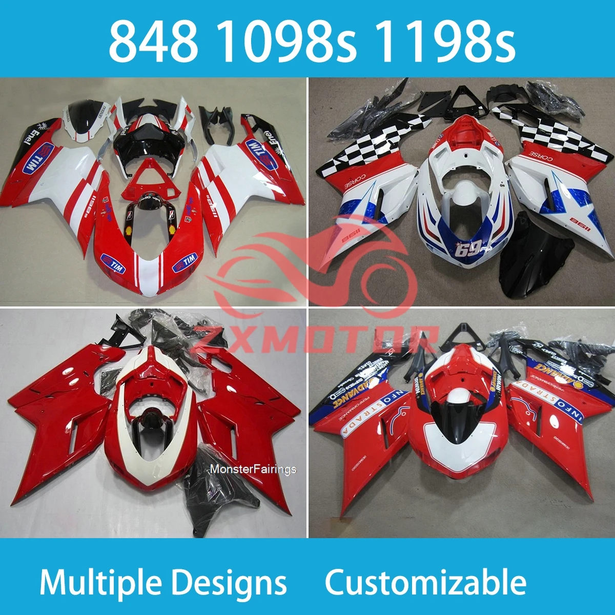 

Rebuild Parts Fairings for Ducati 848 1098 1198 1098s 1198s Motorcycle Bodywork Fairings ZXMT Injection Molding Fairing Kit
