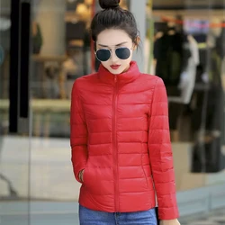 M-8XL Witte Eend Donsjack voor Vrouwen Winter Warme Donsjas Lichtgewicht 2023 Nieuwe Stand Kraag Zak Rits Casual Bovenkleding