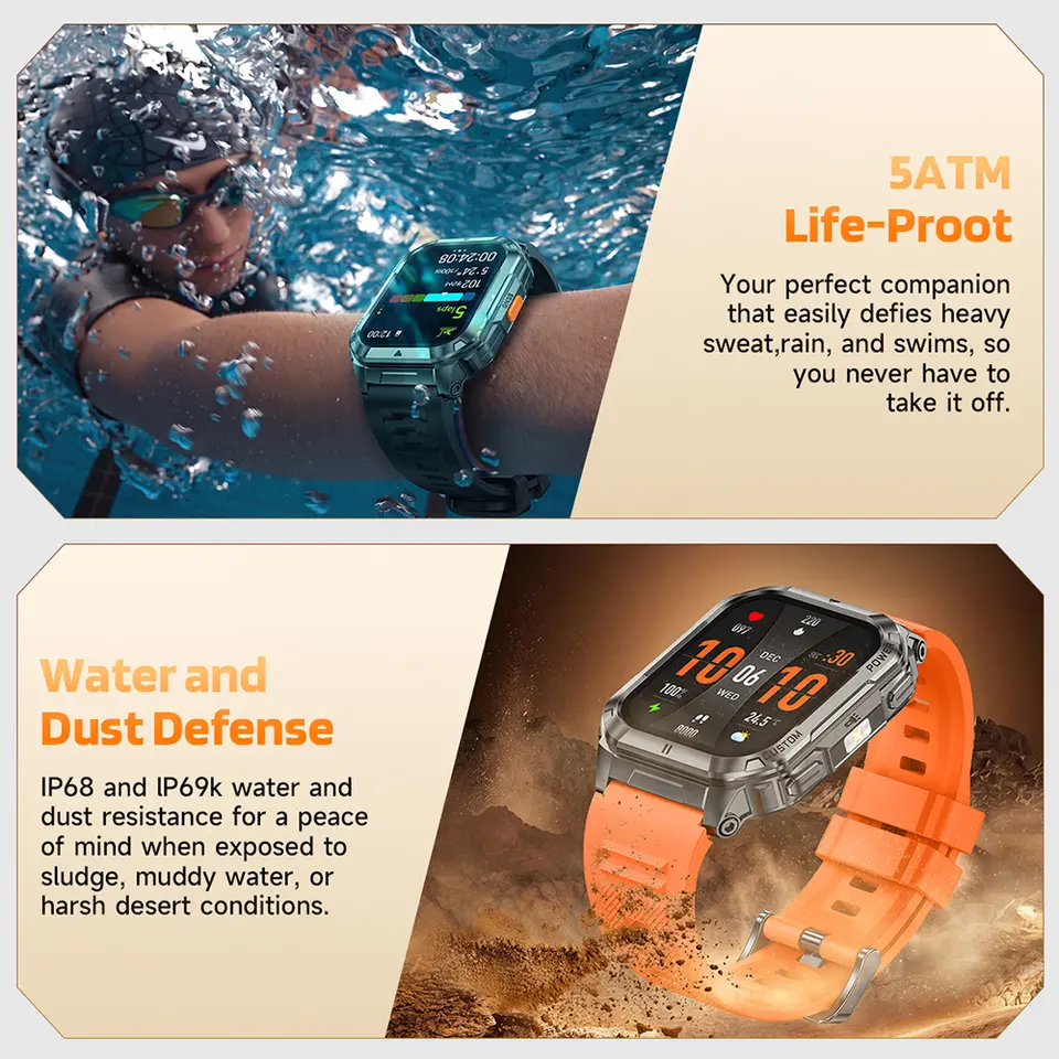 ساعة ذكية Ulefone Armor Watch Ultra، شاشة AMOLED مقاس 1.93 بوصة، تدعم GPS وAGPS، خرائط غير متصلة، رد على واتساب، ساعة رياضية HRV - 6
