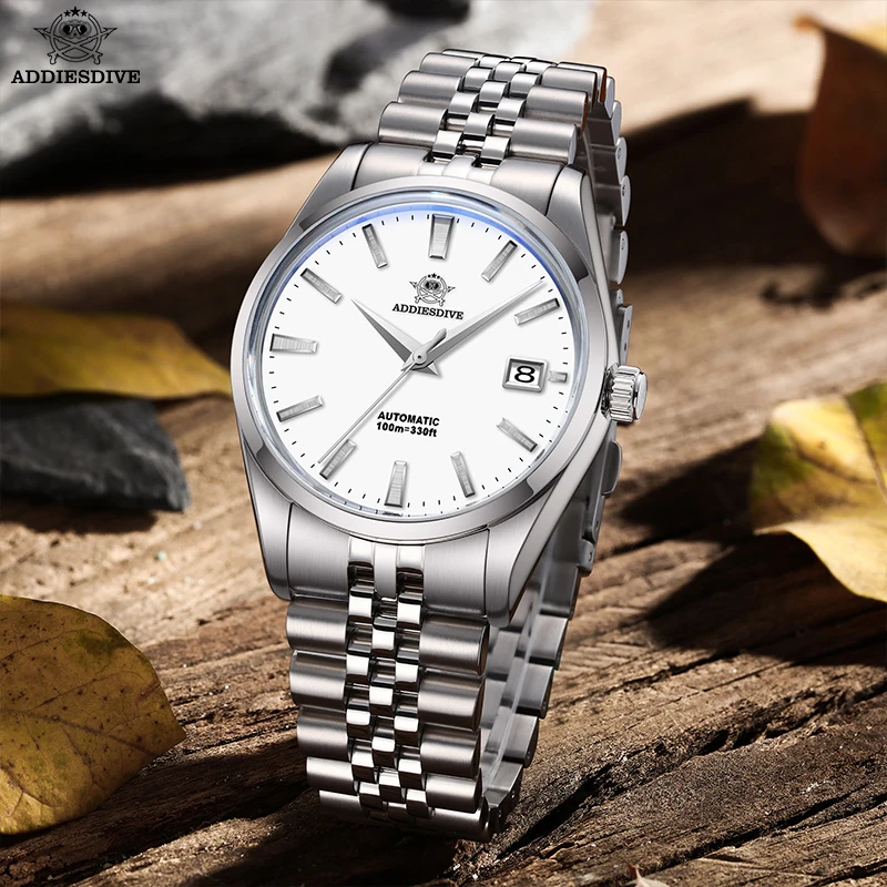 

ADDIESDIVE Men's Automatic Waterproof Watch NH35A Bubble Glass 39mm Wristwatch Luxury Stainless Steel Mechanical Watches Male