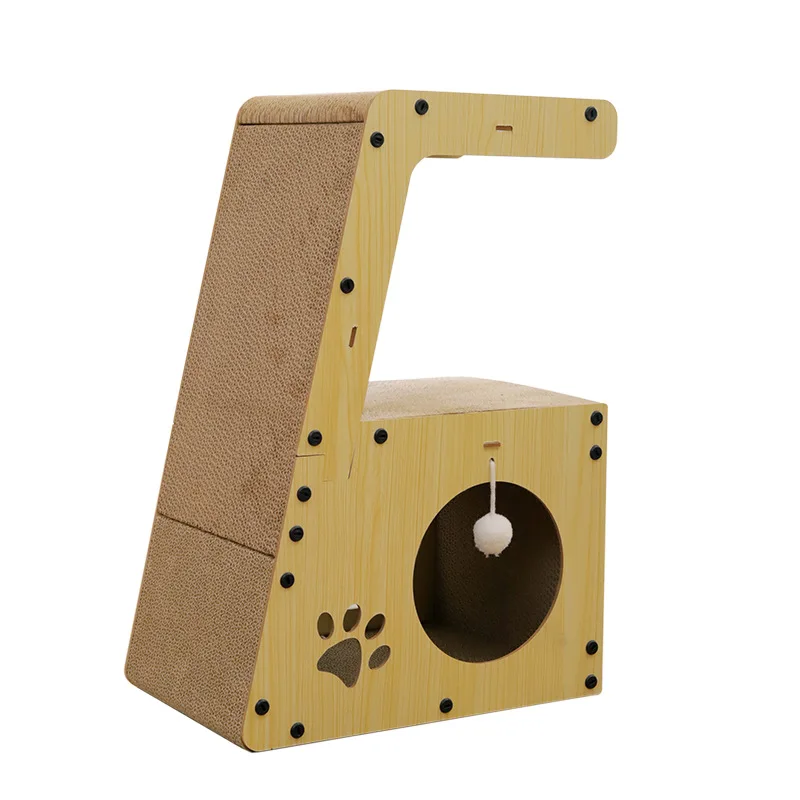 Rascador con cama multifuncional para gato – casa juego de cartón - imagen 4