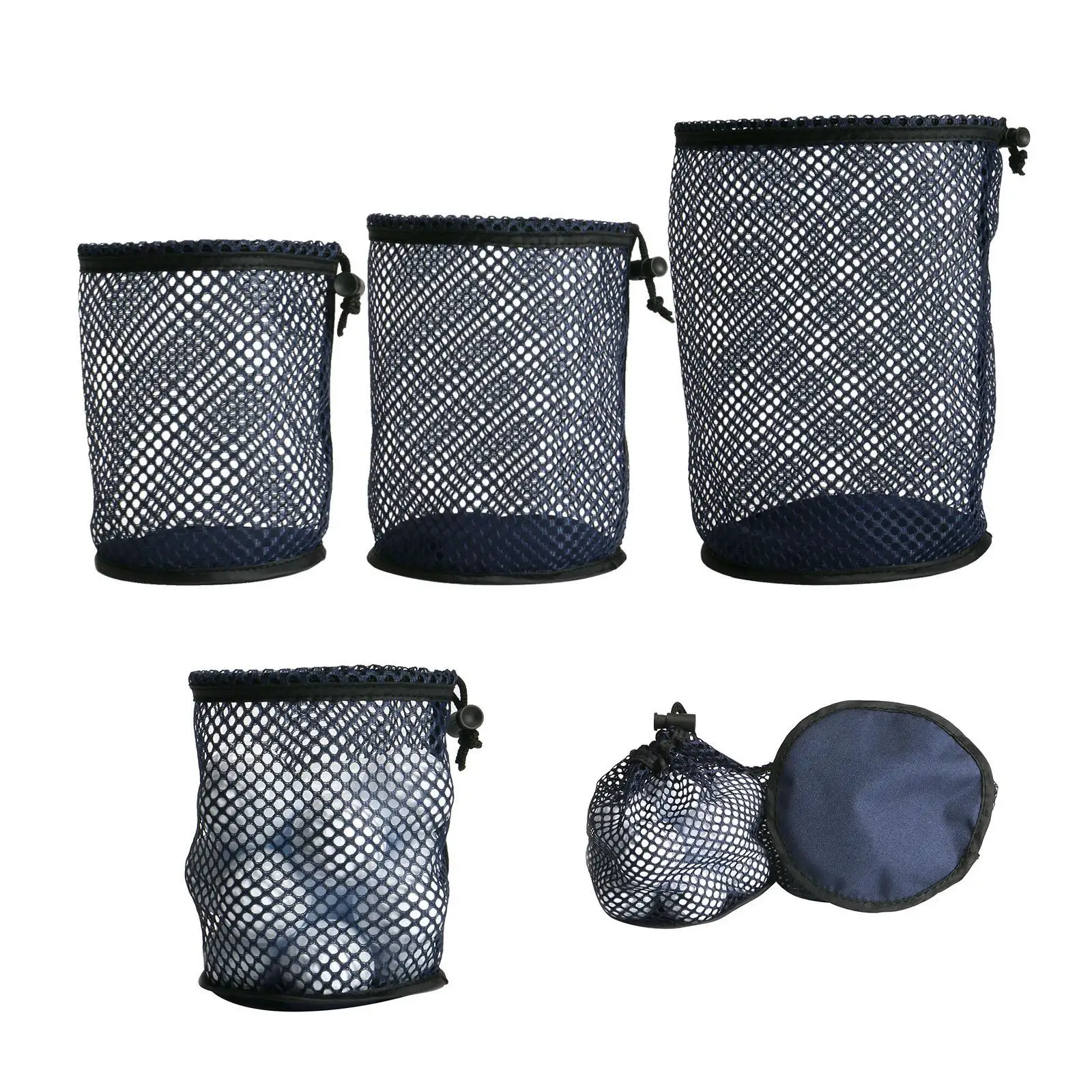 Nylon Fabric Drawstring Golf Ball Bag Portable Organizer Carry Case for