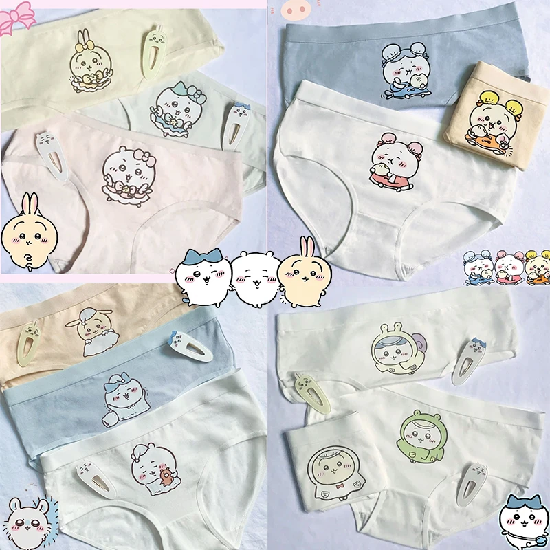 Y2K Chiikawa Hachiware Usagi Cartoon Anime Women Underwear Girl Panties Cotton Briefs Cute Lingerie White Soft Triangle Pants