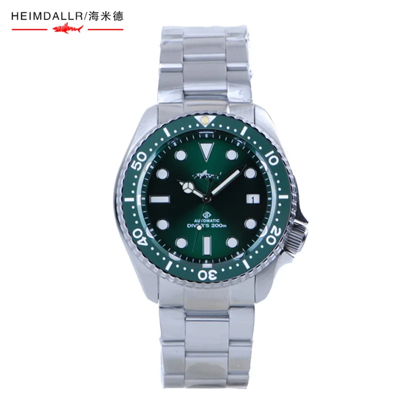 

HEIMDALLR Men's SKX007 Dive Watch Sapphire Crystal Luminous Green Dial Japan NH35A Automatic Movement Mechanical Male Relogio