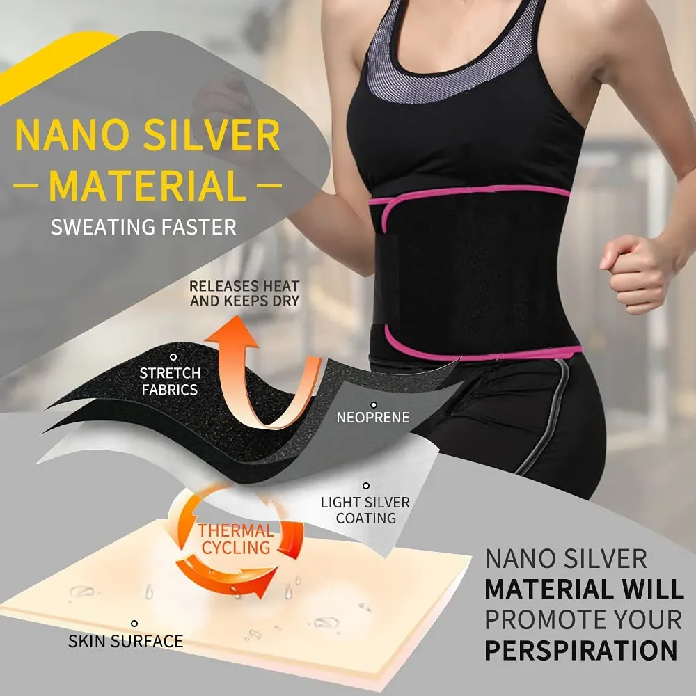 Waist Trimmer Silver Ions Sweat Belt for Women  Sports Running Body Shaper Belly Slimming fat burning loss weight Waist belt