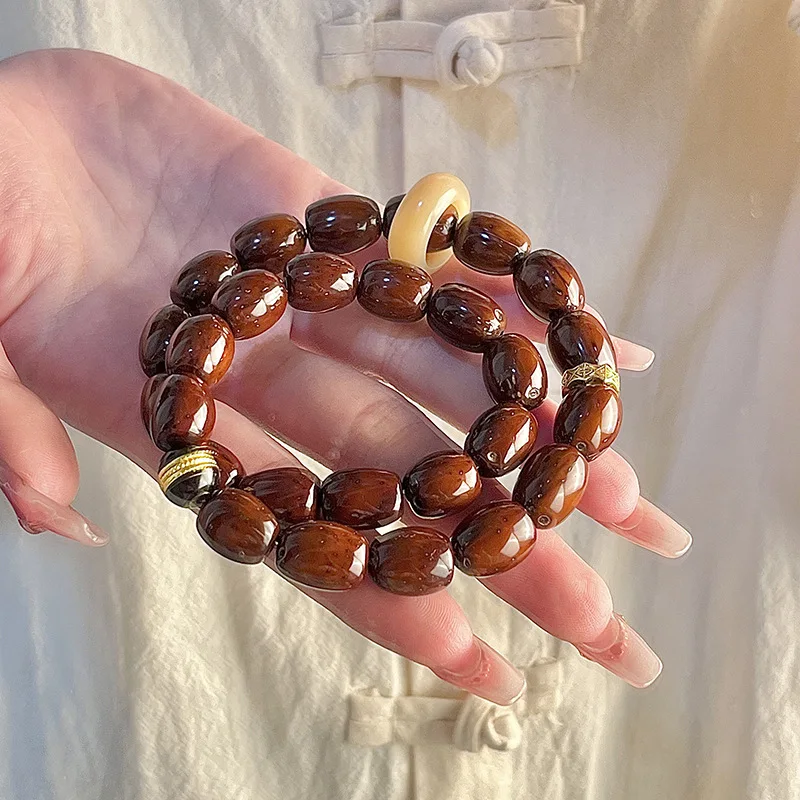 

Zi Jin Shu Bracelet Light Bead Bodhi Root Flexible Ring Double Circle Handheld Rosary Beads Bodhi Seed Amusement Article Bracele