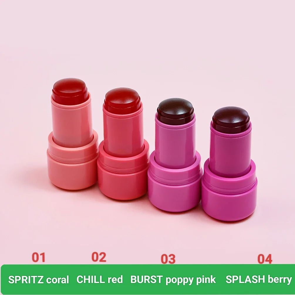 Private Label Mehrfarbiger Rougestift, individuelles Logo, Gelee, Lippe und Wange, Dual-Use-Rouge, feuchtigkeitsspendendes Make-up, Großhandel, rosa Box